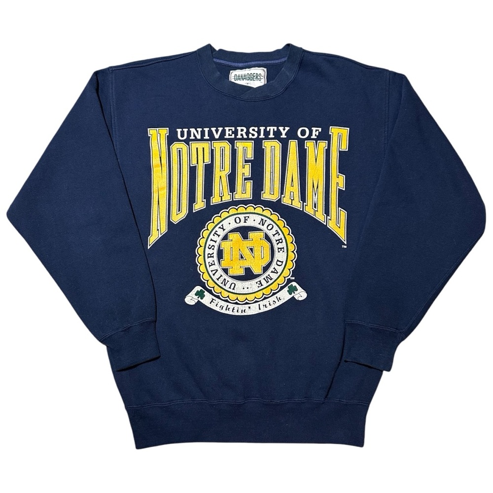 Vintage Notre Dame Fighting Irish Adult Navy Blue Danaggers Crewneck Sweatshirt